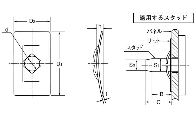 P形スピードナット(オチアイ)図面