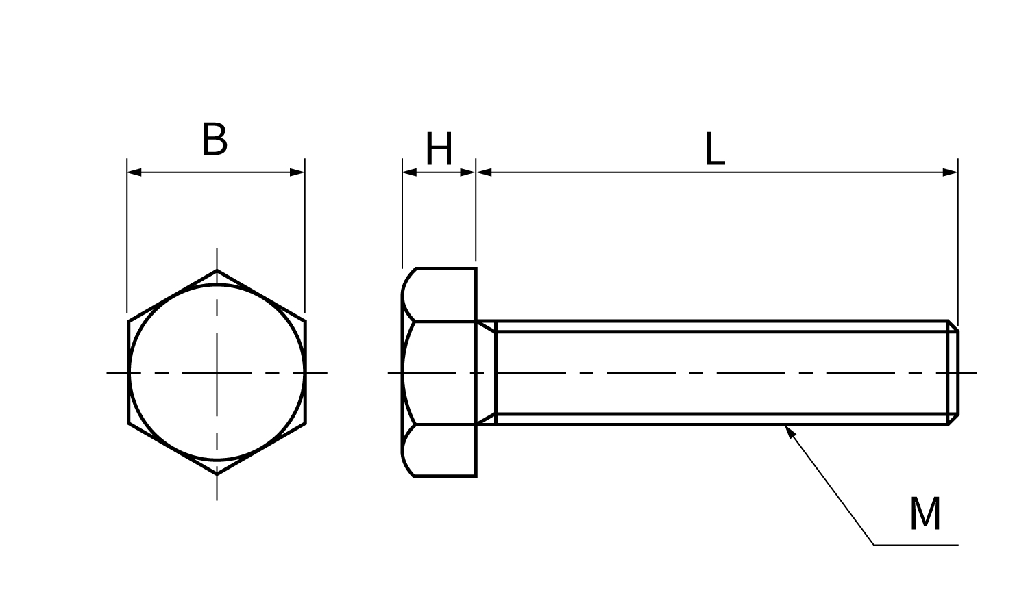 PVDF　六角ボルト図面
