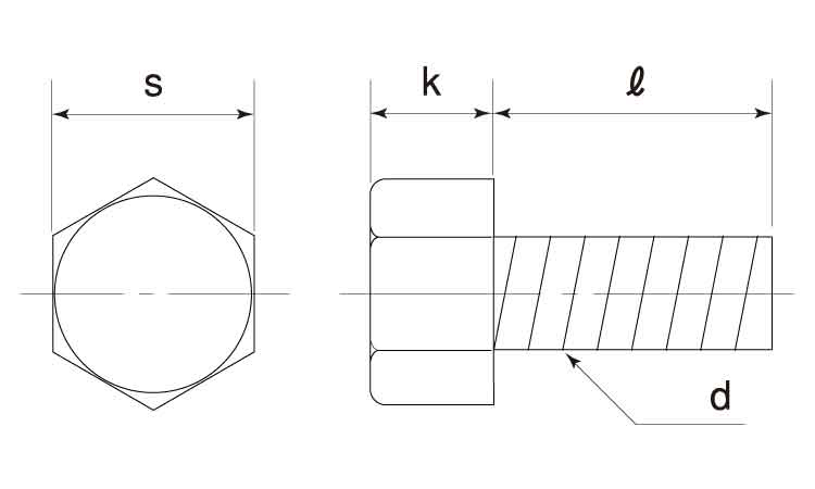 PTFE　六角ボルト図面