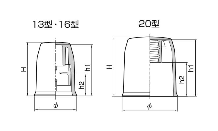 ボルト用保護カバー(ダブルN黄色)図面