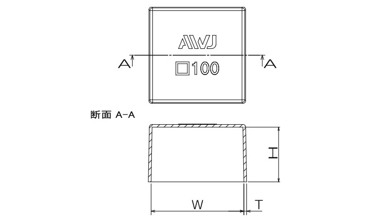 角パイプアウターキャップパック品図面