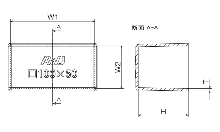 ワイド角パイプキャップ　パック品図面