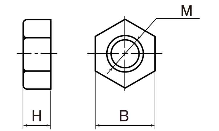 PTFE 六角ナット図面