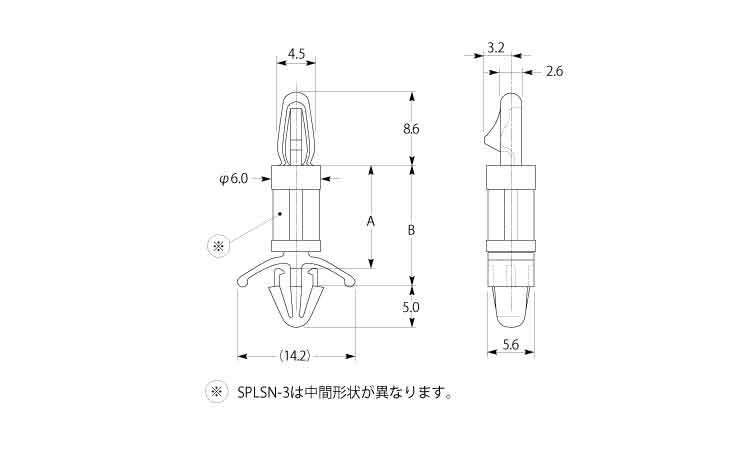 ＣＢスペーサー　ＳＰＬＳＮ－Ｕ図面