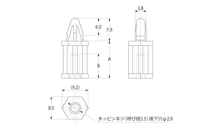 ＣＢスペーサー　ＳＴＢＳ－Ｕ図面