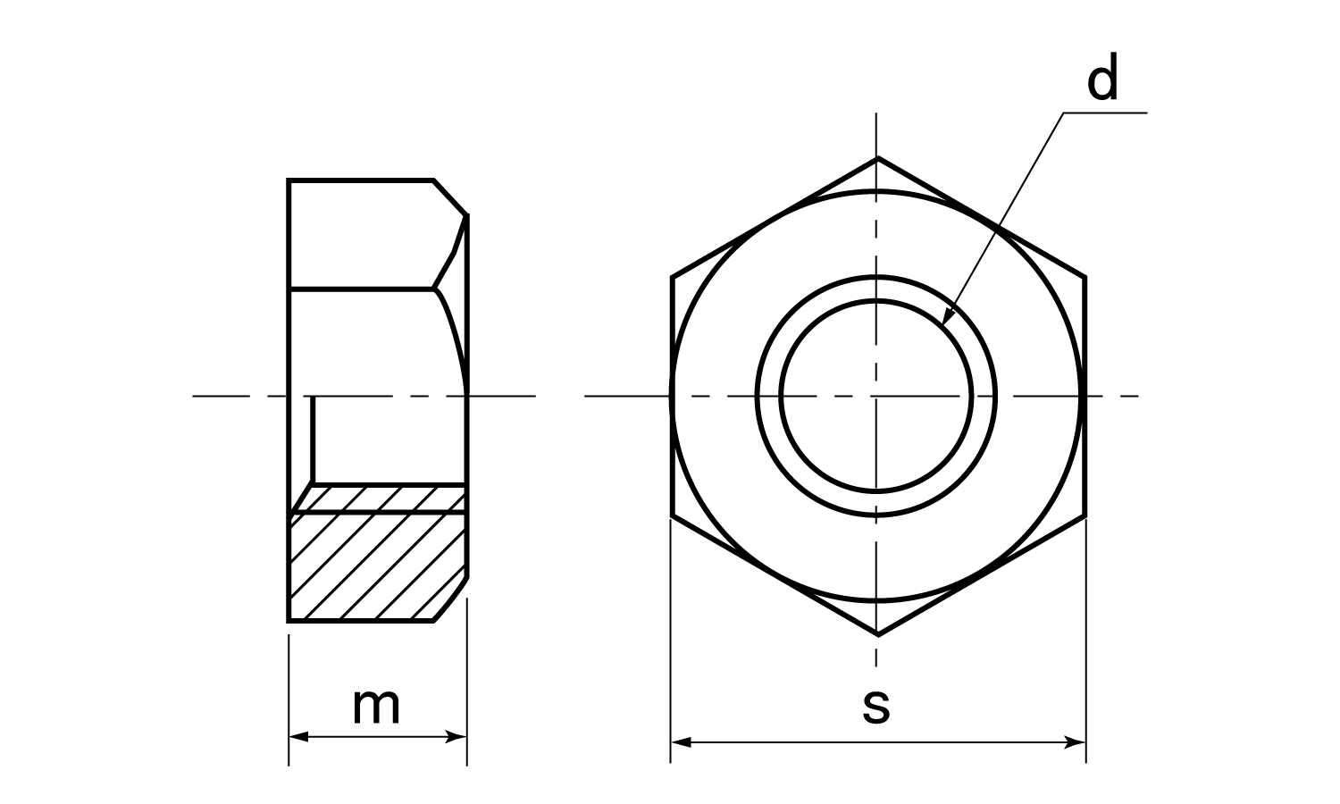 六角ナット1種・極細図面