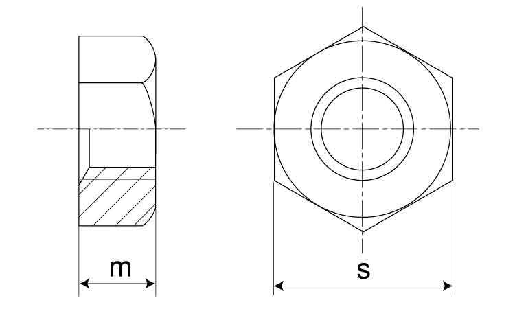 六角ナット1種・切削図面
