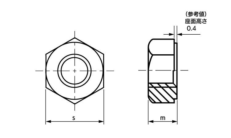 六角ナットヘビー座付UNC図面