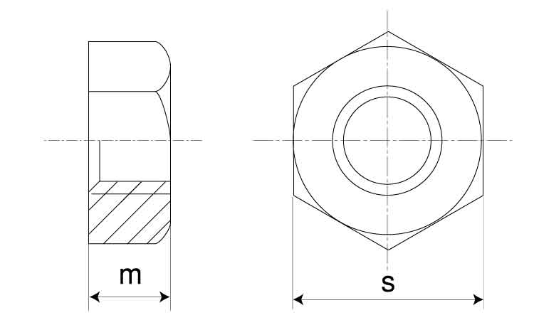 小形六角ナット1種・ウィット図面