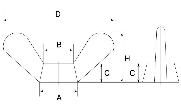 冷間蝶ナット(1種)図面
