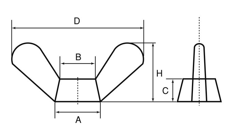 冷間蝶ナット1種(ウィット)図面