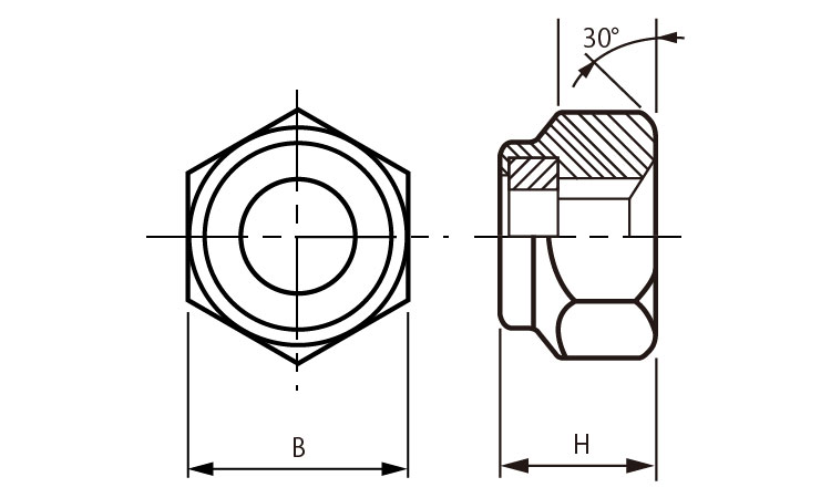 ナイロンナット(1種・小形・細目)図面
