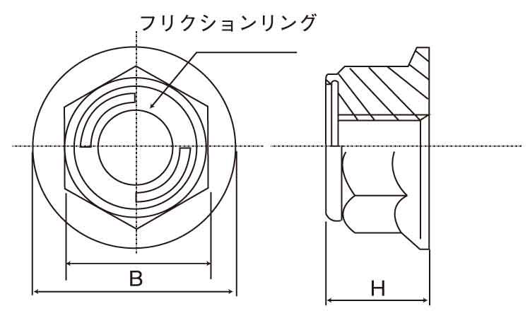 フランジ付リードロックナット図面