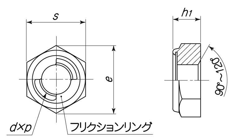 Uナット(薄形・小形)図面