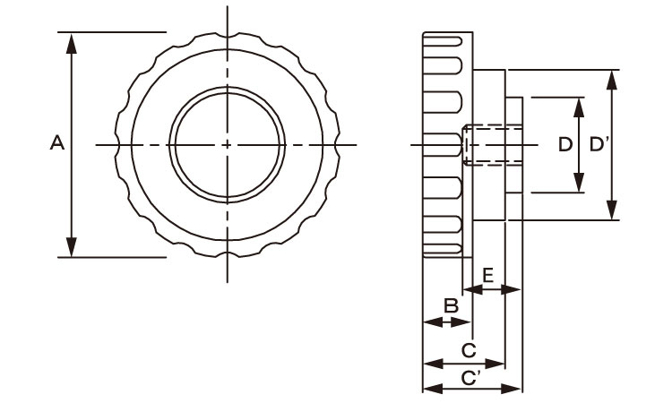 ノブナット(Rタイプ(黒)図面