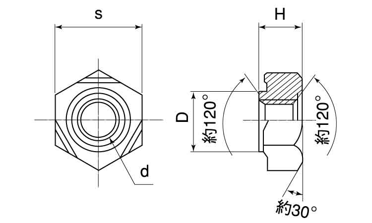 六角ウエルドナット(P付1A)(紀州)図面