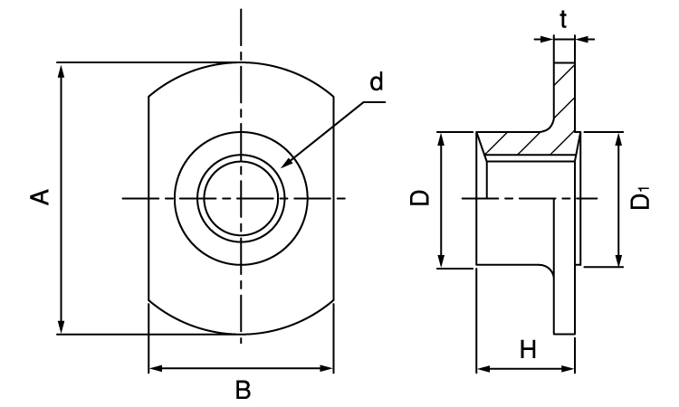 T形溶接ナット(2A)尾張精機製図面