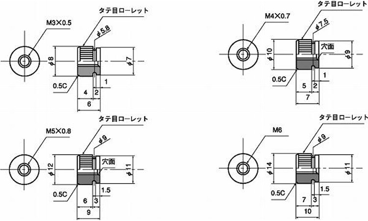 ローレットナット(ECO－BS)図面