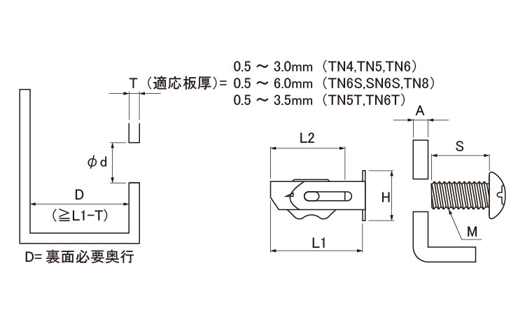 ターンナット(SN6S材質SUS)図面