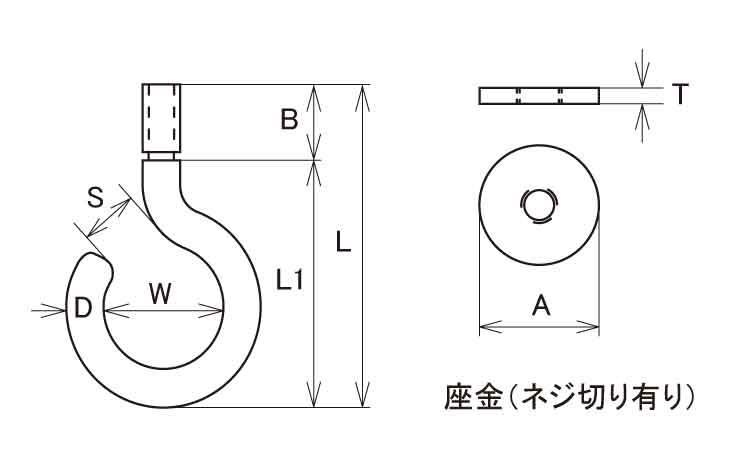 吊リフック(カットアンカー付)図面