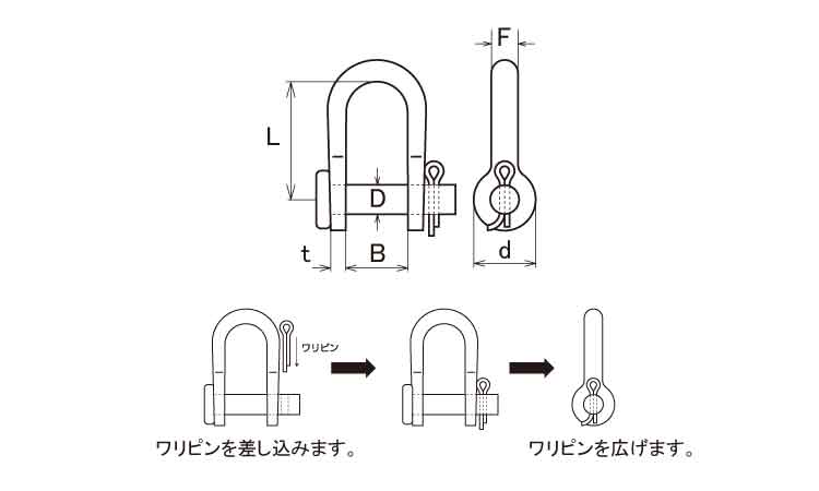 ワリピン式半丸シャックル図面