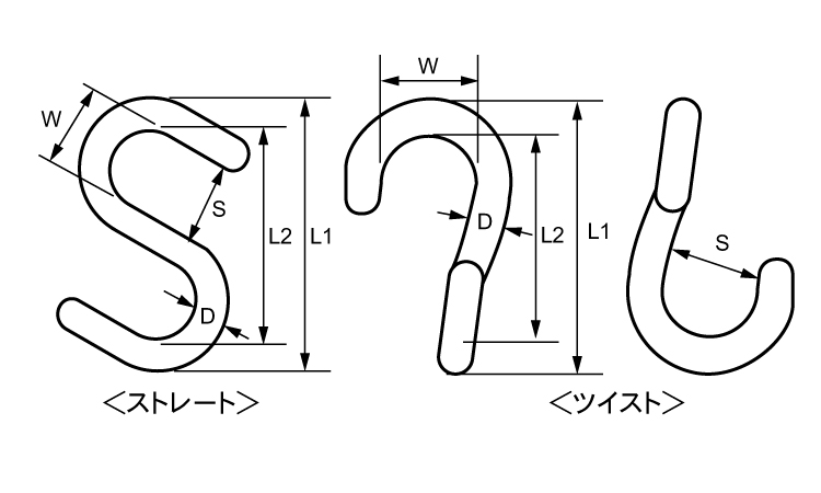 ロープ用Sカン(ツイスト)図面