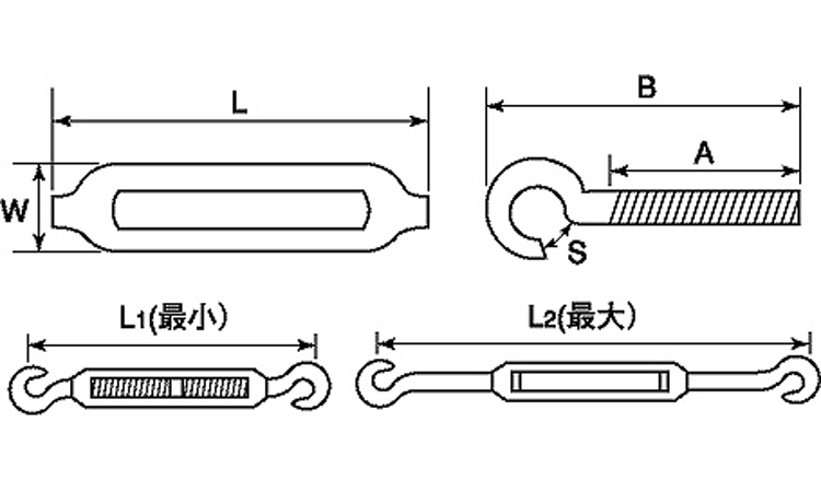 枠式ターンバックル(フック)図面