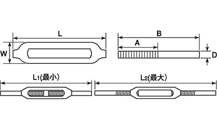 枠式ターンバックル(ストレート)図面