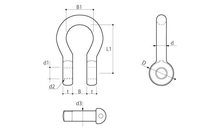 ＪＩＳ規格シャックル　ＢＤ型図面