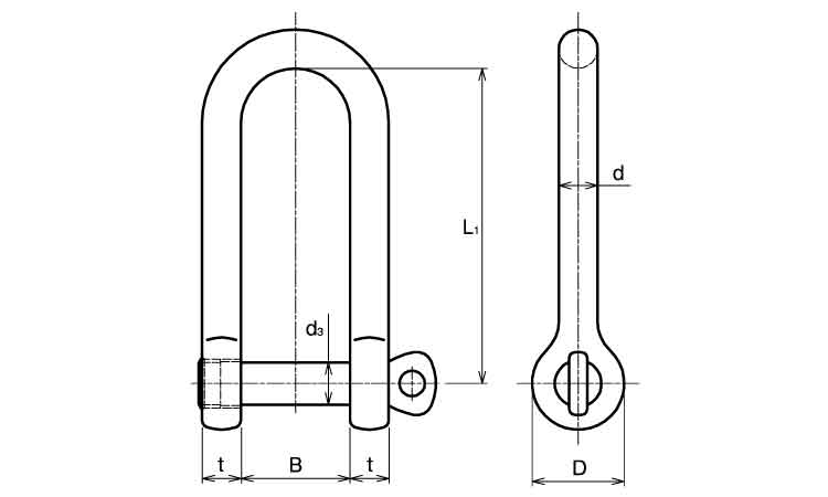 強力長シャックル(TSLG)図面
