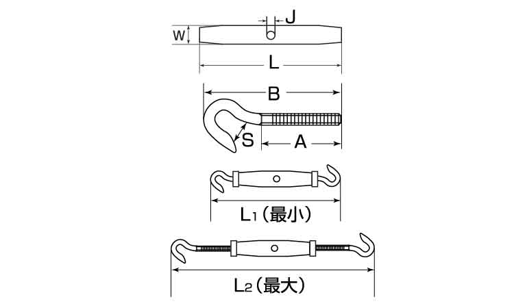パイフTバックル(フック＆フック)図面