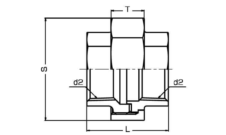 ねじ込み継手　ユニオン(U)図面