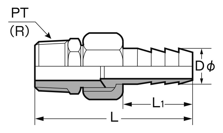 六角ホースジョイント(オス型)図面