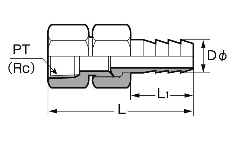 六角ホースジョイント(メス型)図面