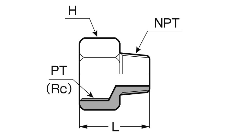メスオスソケット(ＰＴ×ＮＰＴ)図面