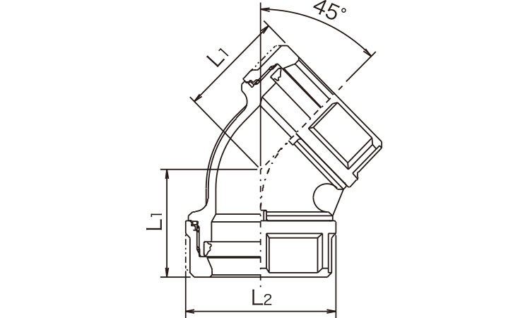 ON　45°エルボ(NJX45E)図面