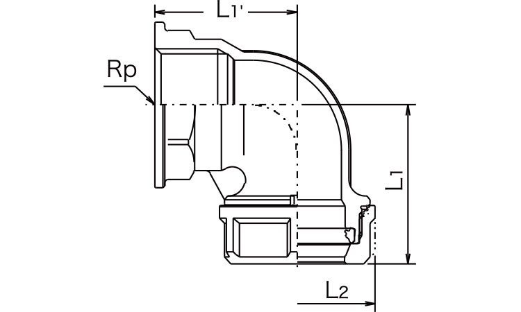 ON　給水栓エルボ(NJXWE)図面