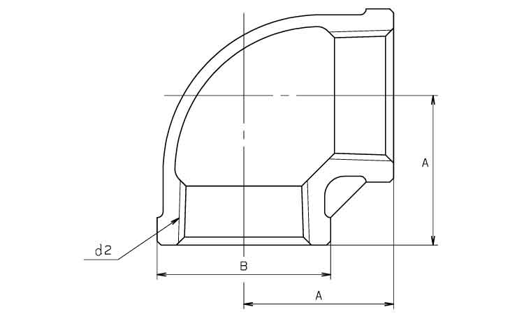 90°エルボ(PL)(KITZ)図面