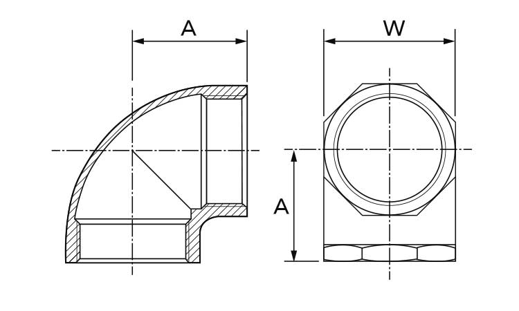 MD　90°エルボ(8角)図面