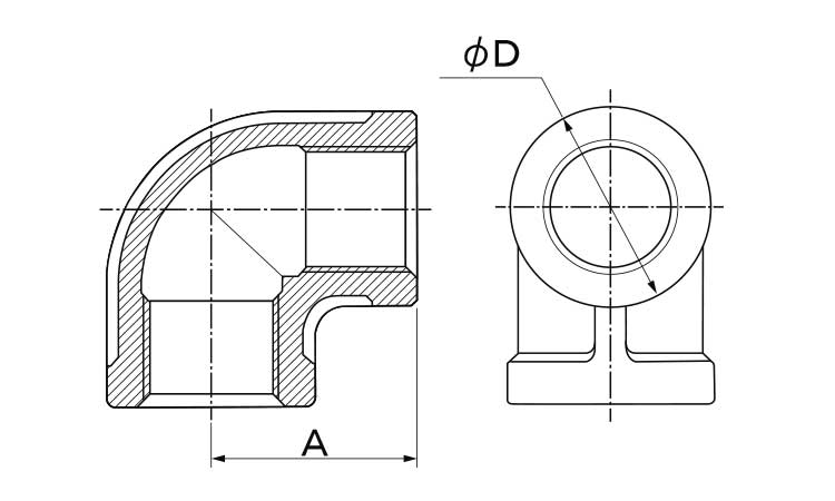 MD　90°エルボ(丸バンド)図面