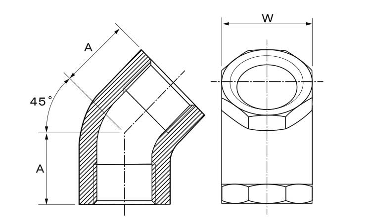 MD　45°エルボ(8角)図面