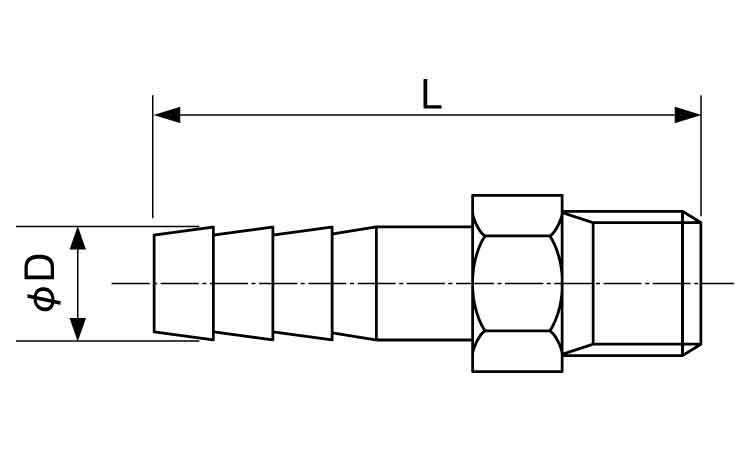 MD 6角ホースニップル図面