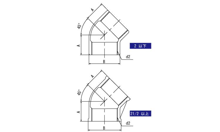 KSG　45°エルボ図面