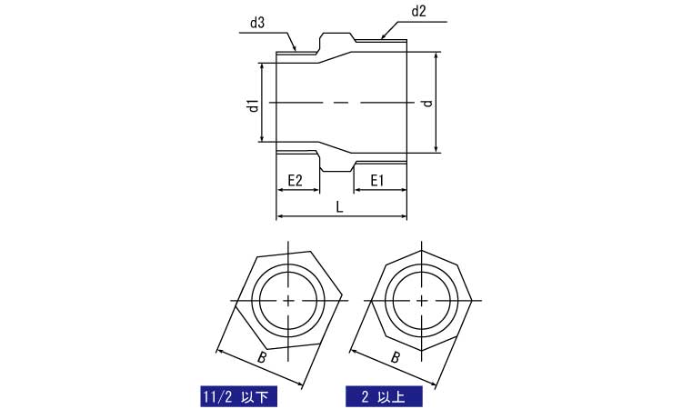 KSG　六角異径ニップル図面