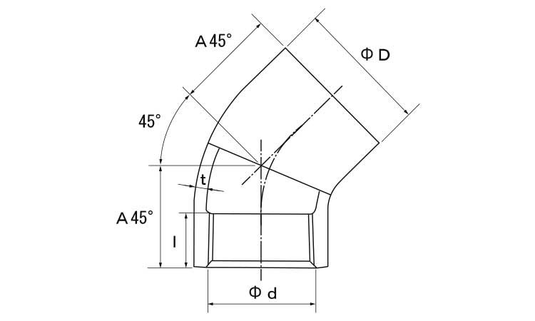 45°エルボ(帝国製)図面