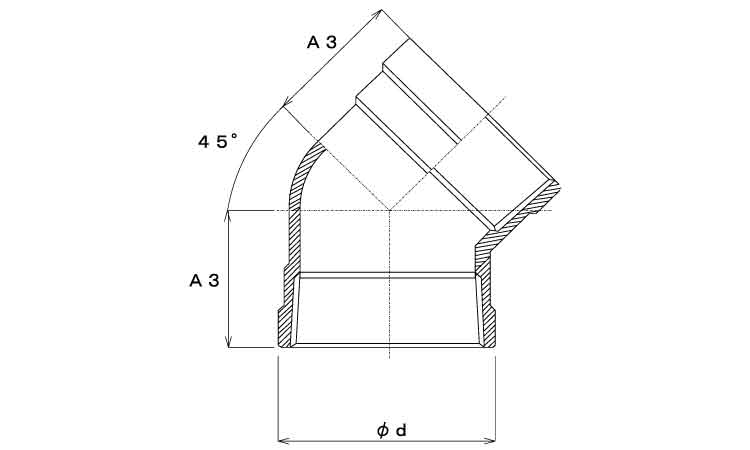 ナゴヤ　45°エルボ(45L)図面