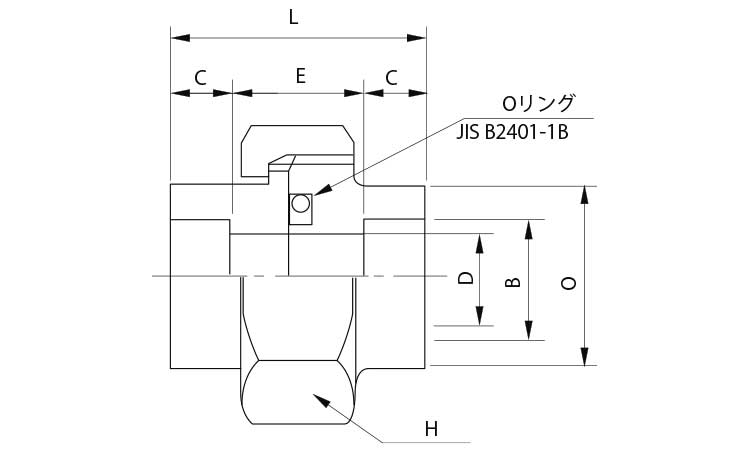差込み　高圧　ユニオン(Ｏリング)図面