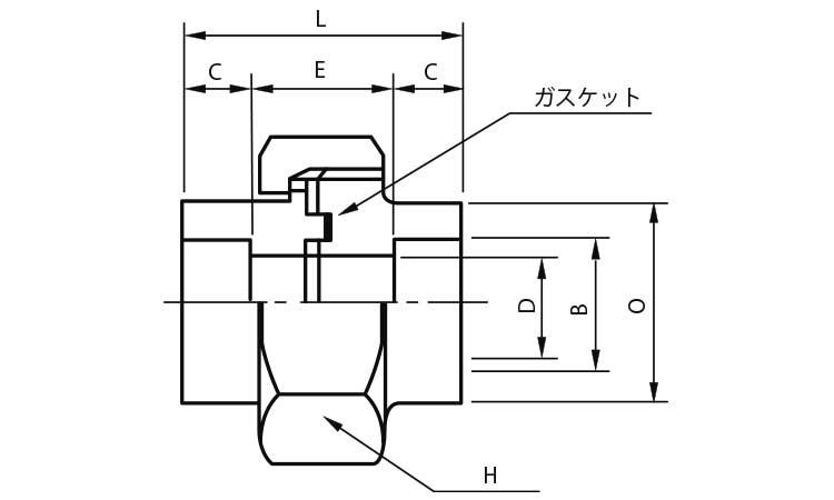 差込み　高圧ユニオン(ガスケット)図面