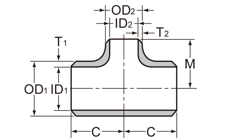 SGP　溶接異径チーズT(R)図面