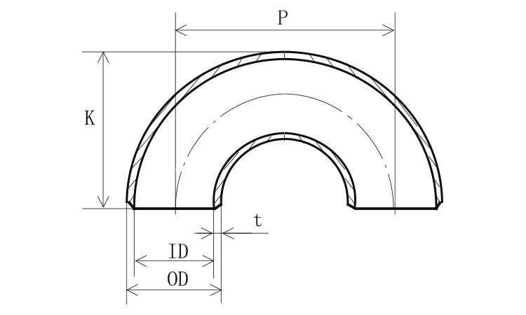 ＳＧＰ溶接エルボ(１８０ＥＬ)図面